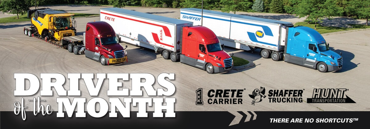 Crete Carrier, Shaffer Trucking, and Hunt Transportation February Drivers of the Month image